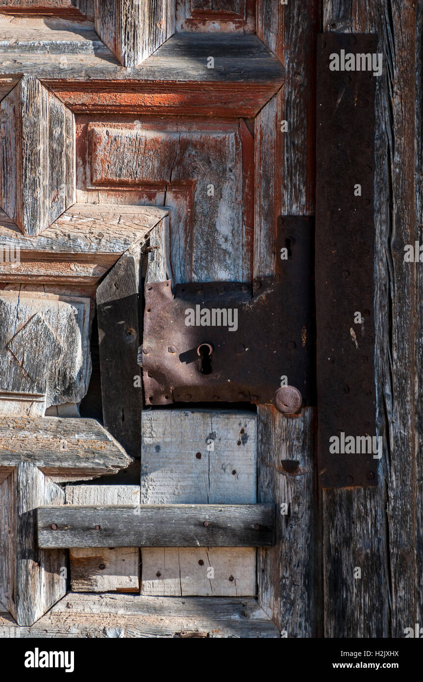 antique bolt in wooden door Stock Photo - Alamy