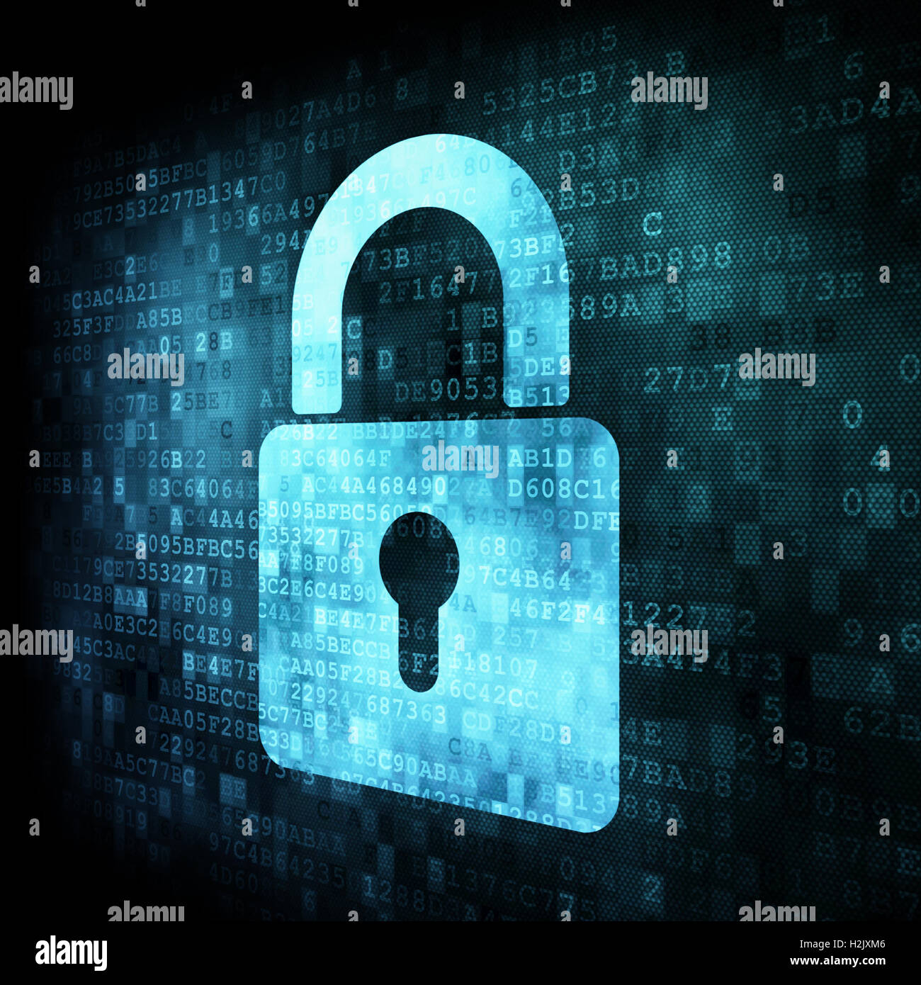 Security concept: Lock on digital screen Stock Photo