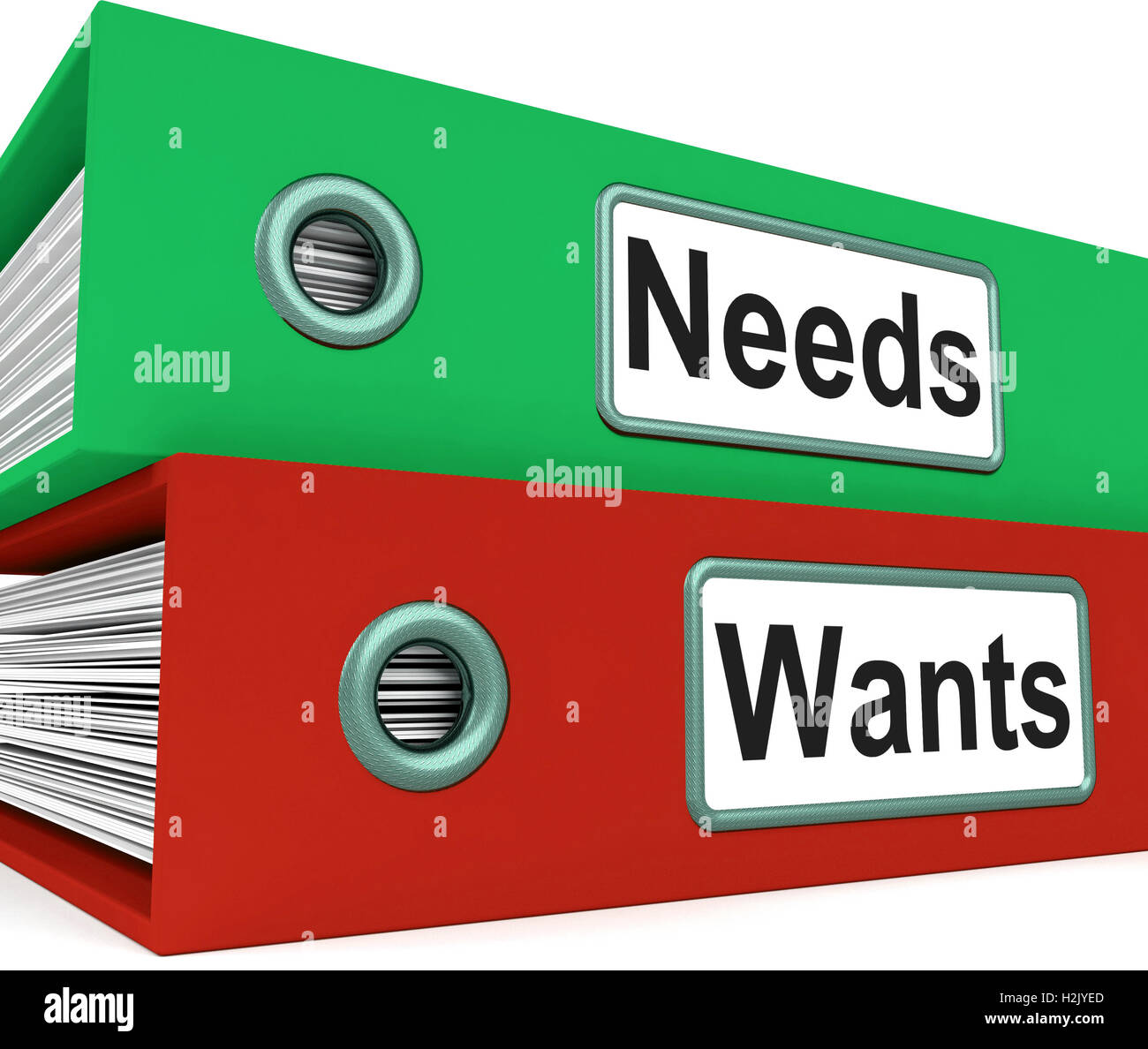 Needs Wants Folders Show Requirement And Desire Stock Photo