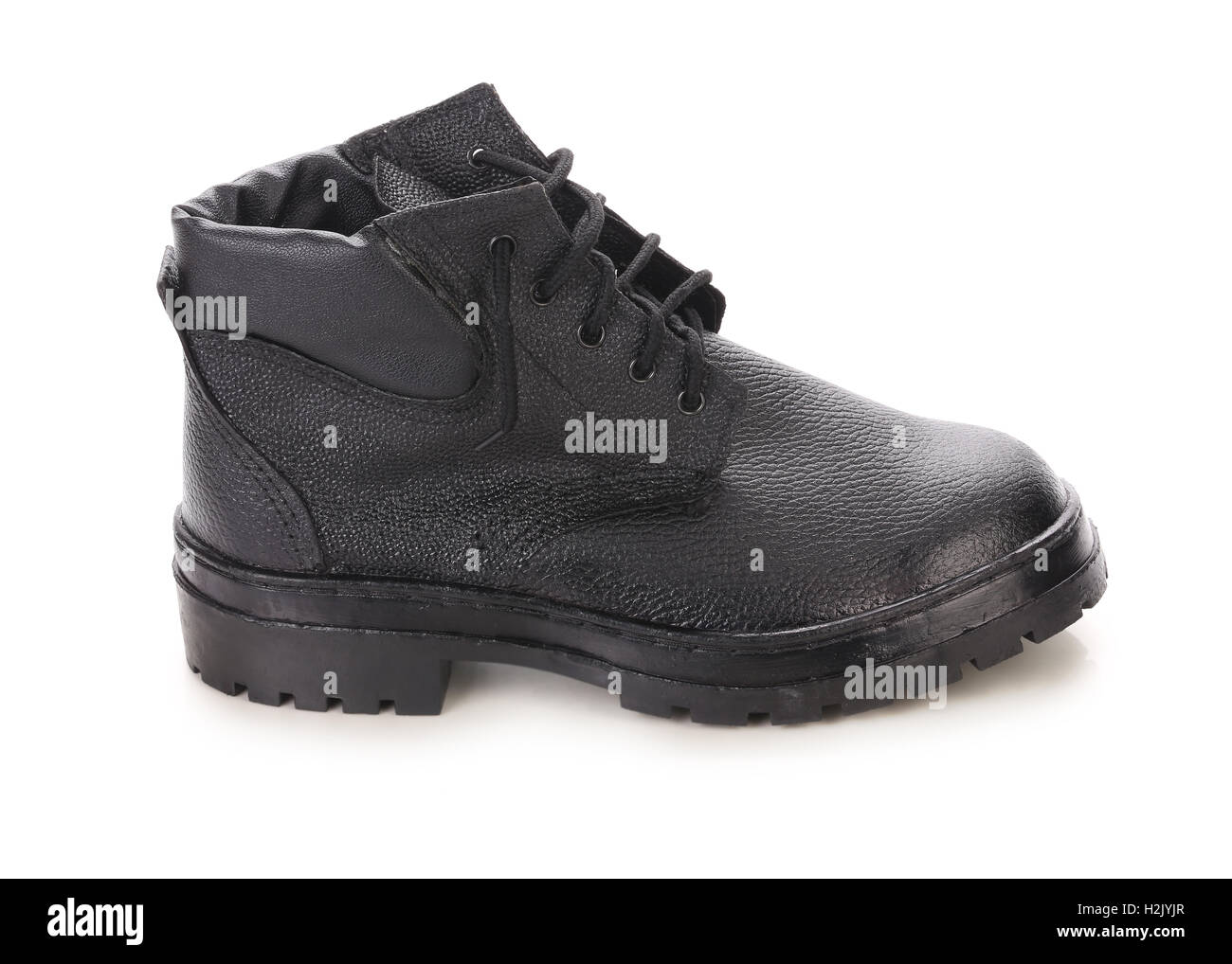 Black leather boot Stock Photo - Alamy