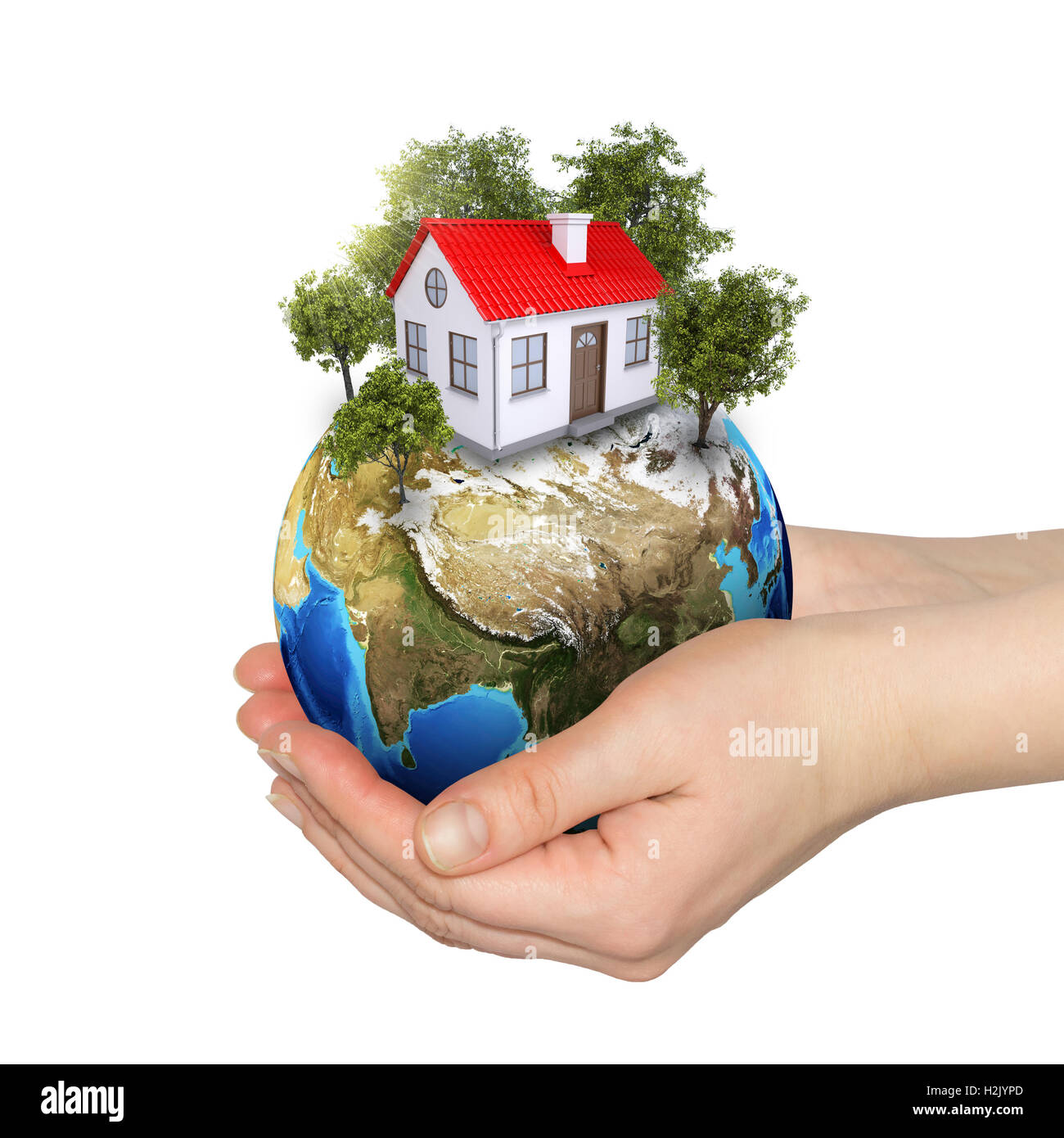 Hands holding earth globe tree in hi-res stock photography and images ...