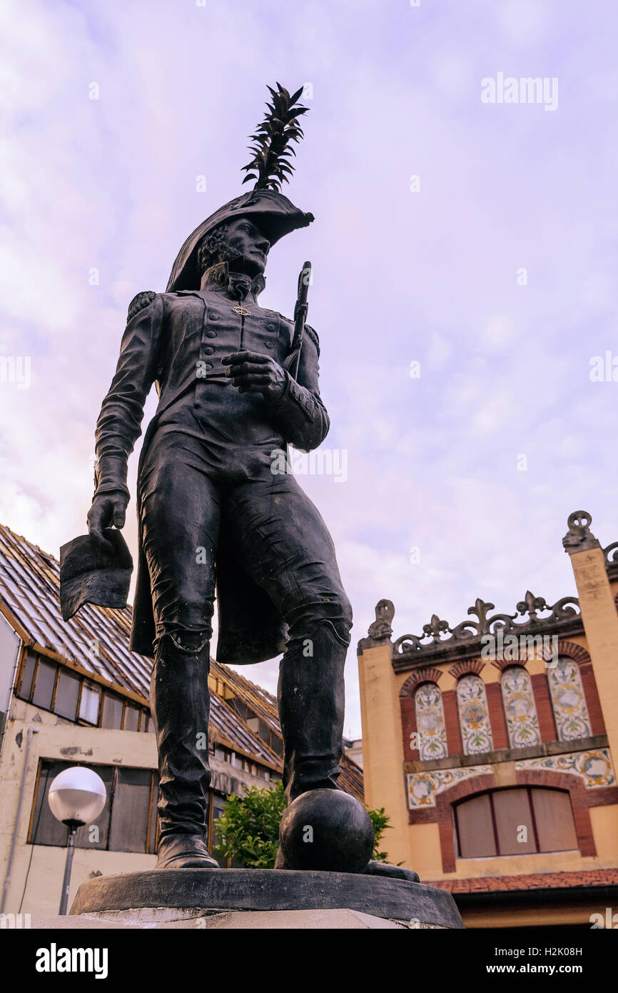 Statue of D, Diego del Barco hero of the War of Independence. He died in Laredo during the taking of the fort Raking the French. Stock Photo