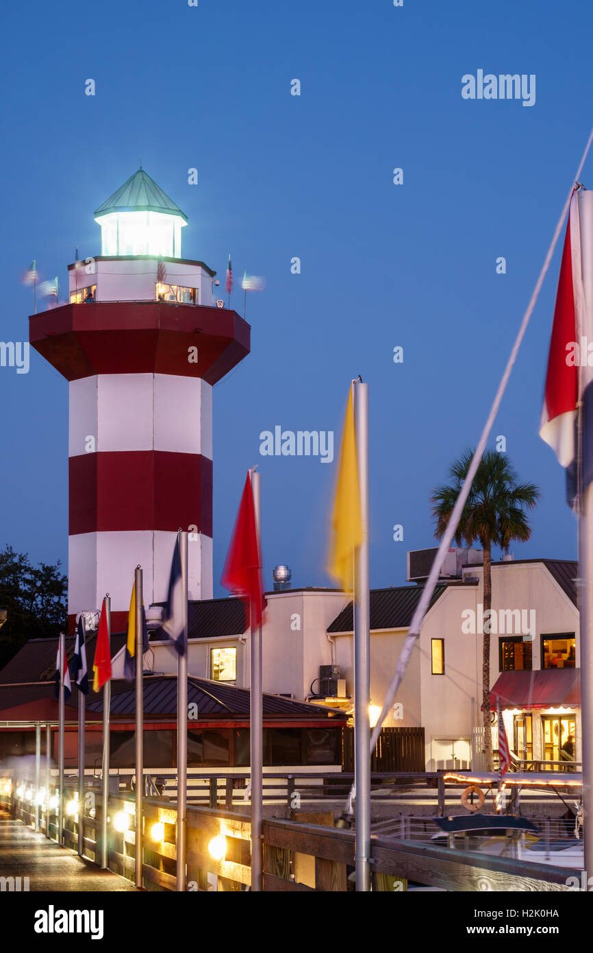 Harbour Town Lighthouse in Sea Pines Resort at Twilight on Hilton Head