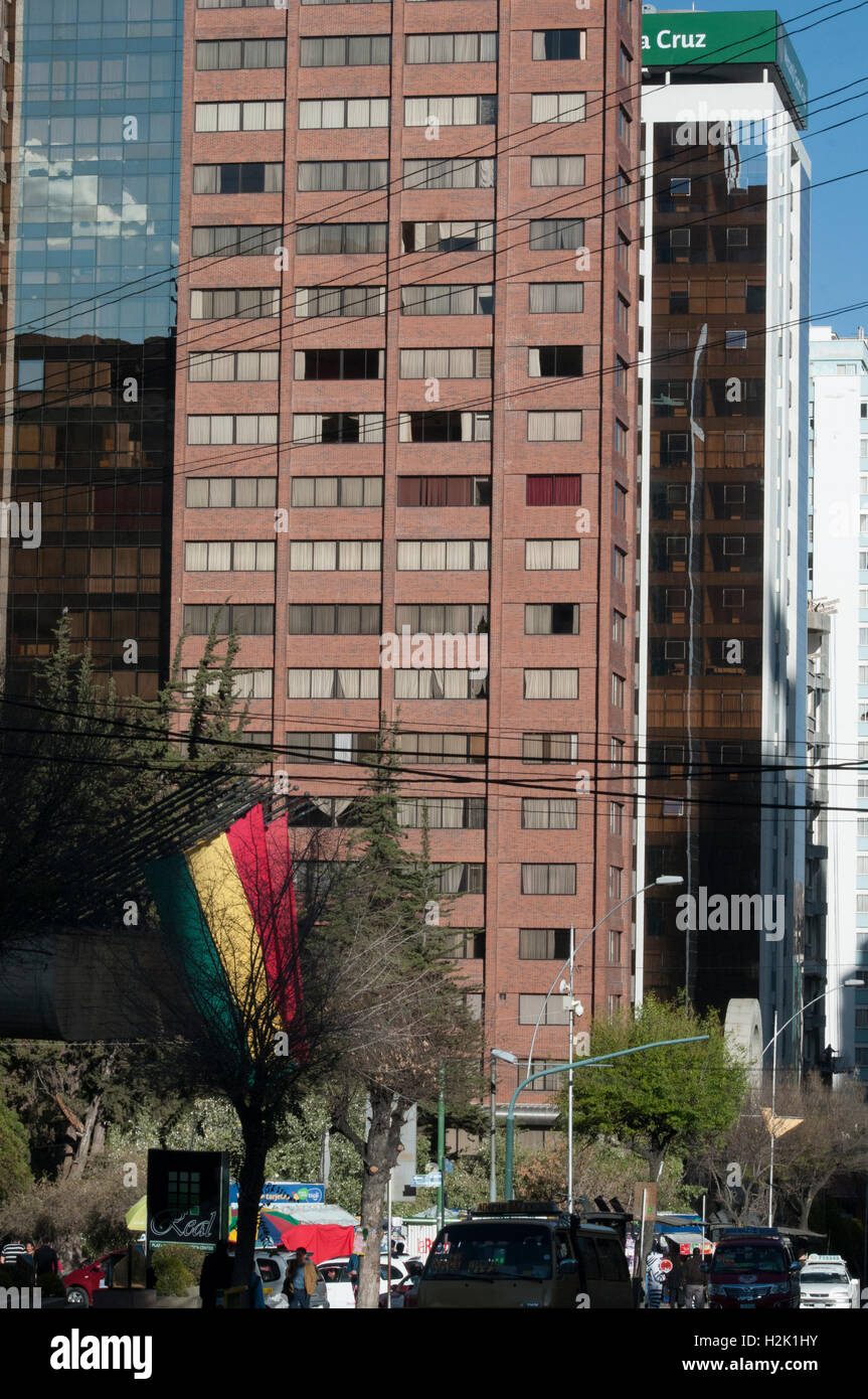 Office blocks along Av. Arce, Sopocachi, La Paz Stock Photo