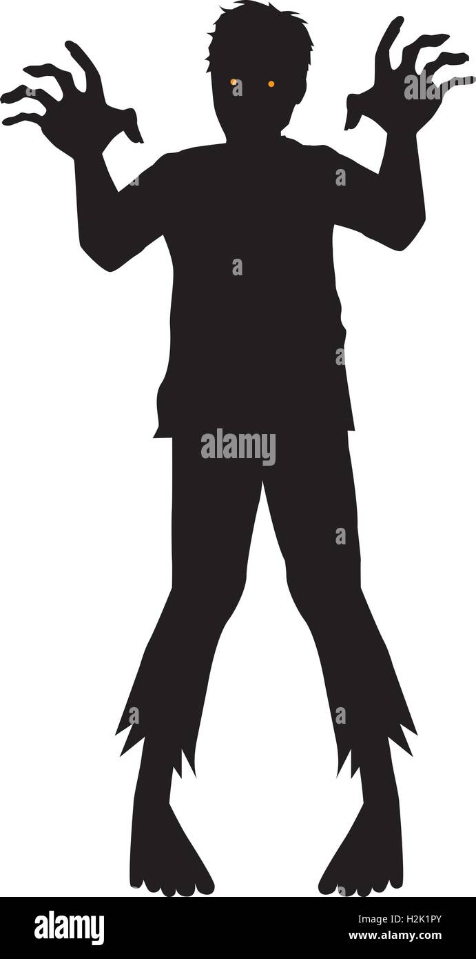 Silhouette Vector zombie reaching out hand Stock Vector