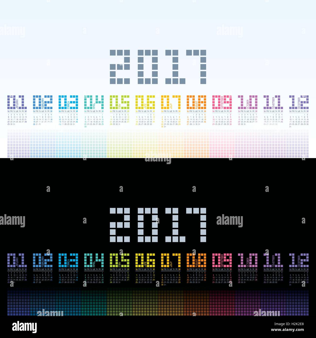 Calendar 17 Cool Template With Digital Colorful Shining For Your Designs Vector Eps10 Stock Vector Image Art Alamy