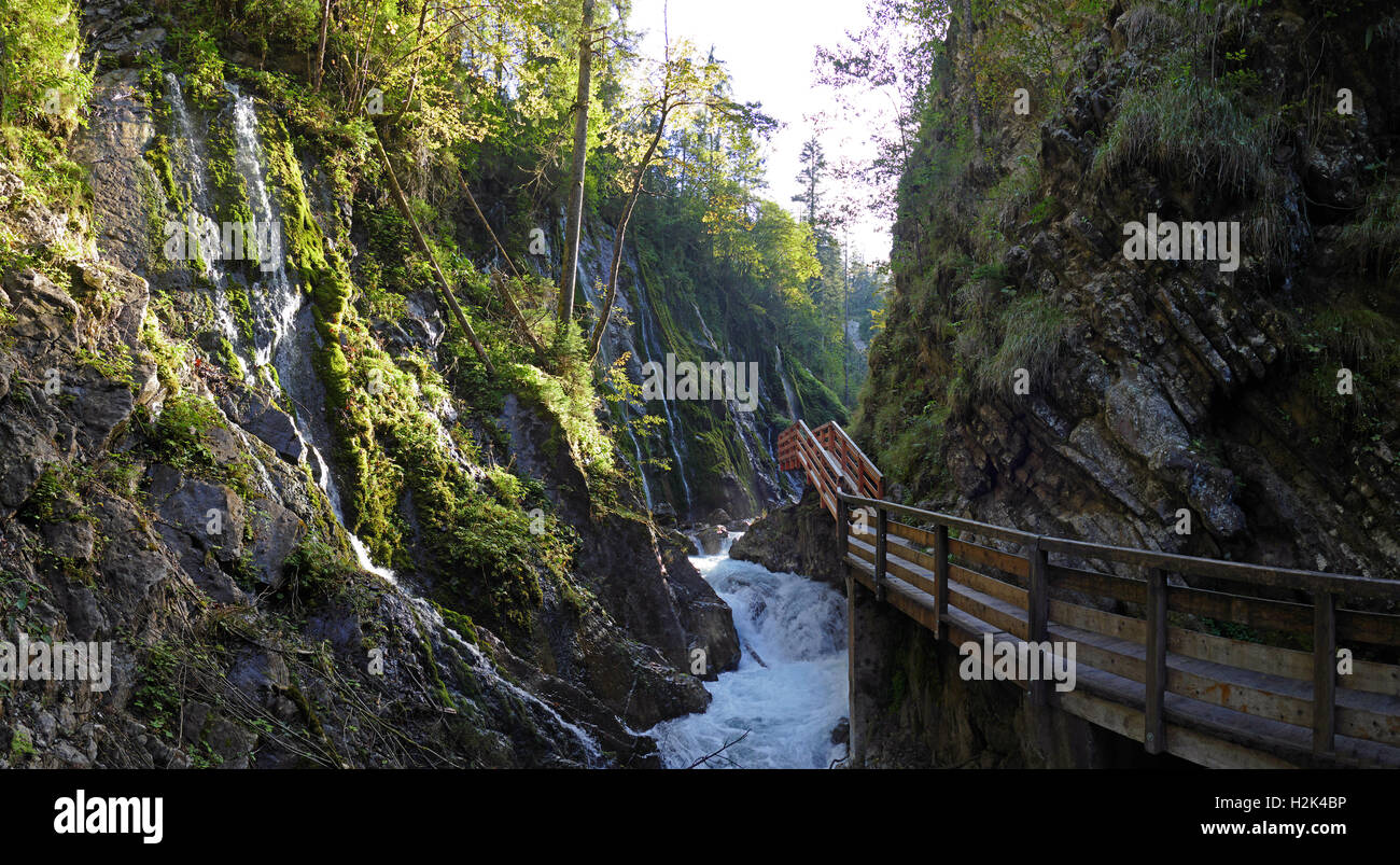 Berchtesgaden National Park Wimbach klamm Wimbahklamm Waterfall Gorge valley vigorous Canyon Bavaria Germany Europe Stock Photo