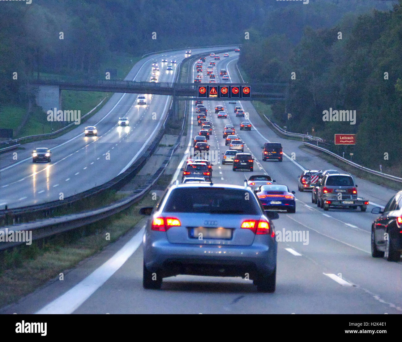 Europe Germany Deutsche German Autobahn Rush Hour Traffic Jam sign