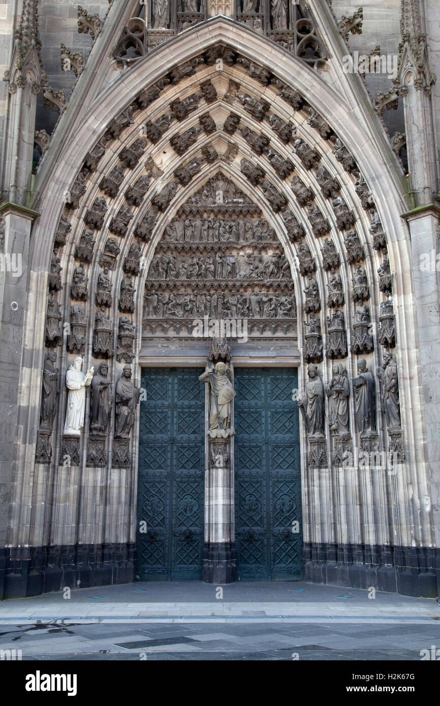 Side entrance, nothern porch, Cologne Cathedral, Cologne, North Rhine-Westphalia, Gemany, Europe Stock Photo