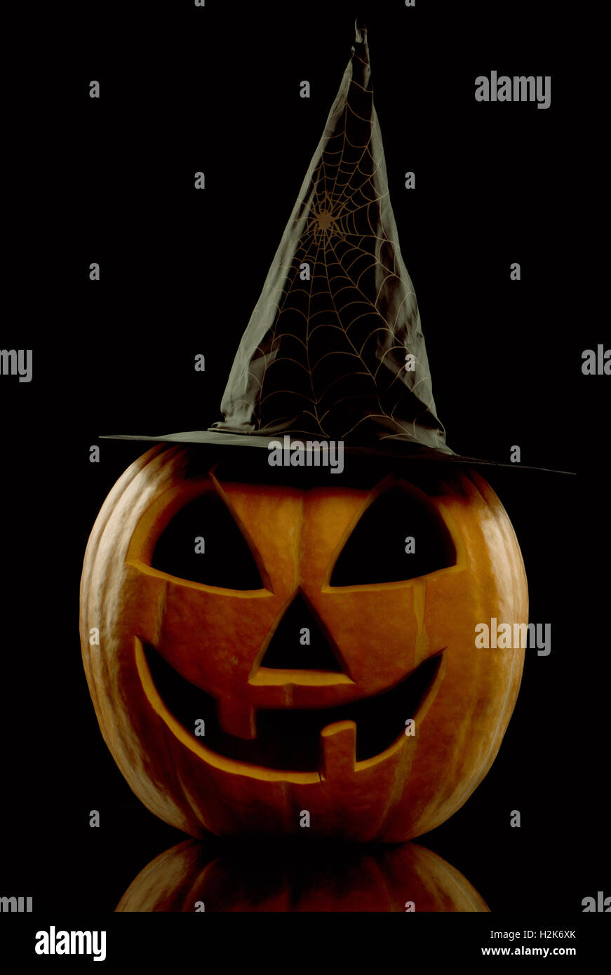 Glowing Halloween pumpkin Stock Photo