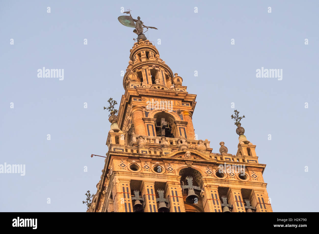 Cathedral bell, tower, La Giralda, Seville, Spain. Stock Photo