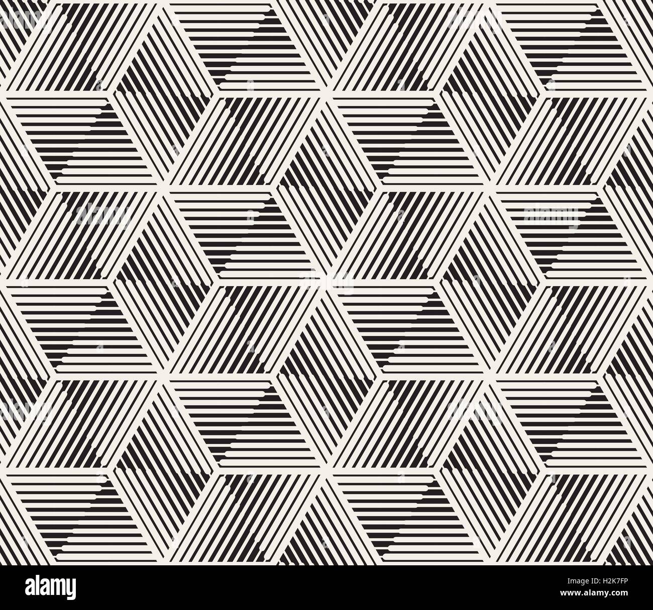 Vector Seamless Black And White Triangle Lines Grid Pattern Stock ...