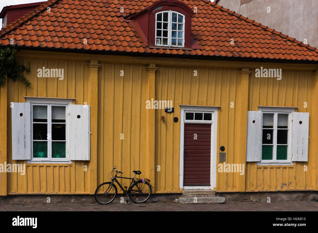 Old wooden house in Kalmar, Sweden Stock Photo