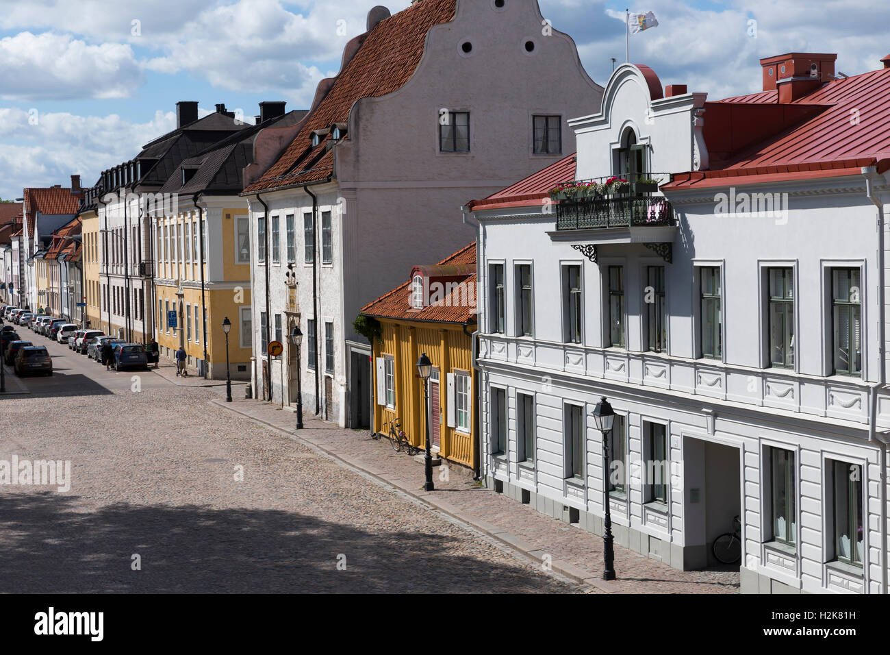 Small residential houses in Kalmar, city situated by the Baltic Sea, Sweden,  10 August 2016 Stock Photo