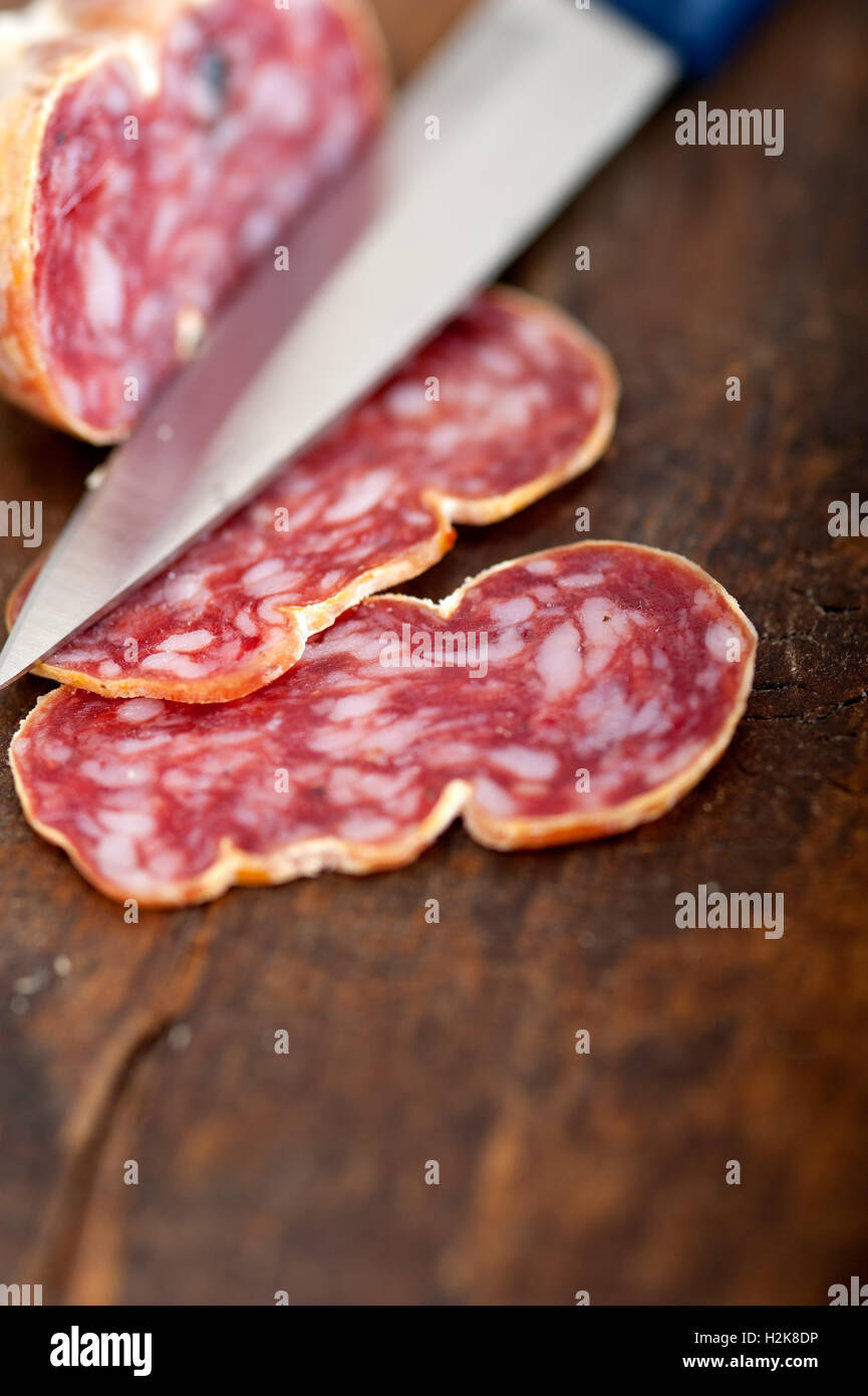 italian salame pressato pressed slicing Stock Photo Alamy