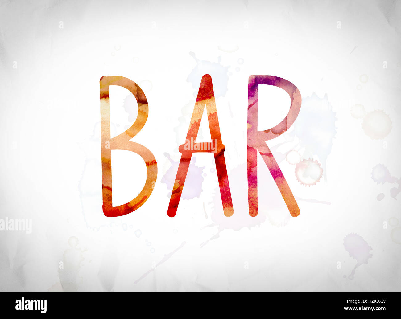 The word "Bar" written in watercolor washes over a white paper