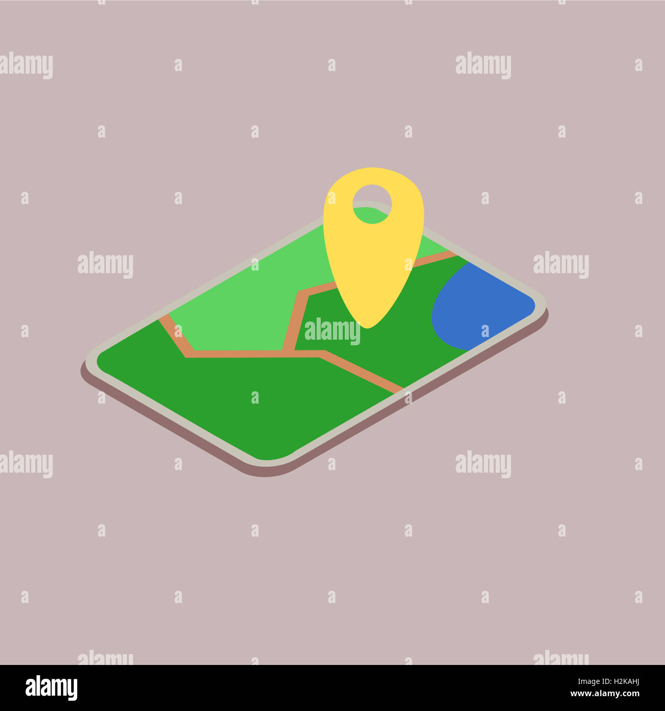 Mobile device with a map icon illustration Stock Photo - Alamy