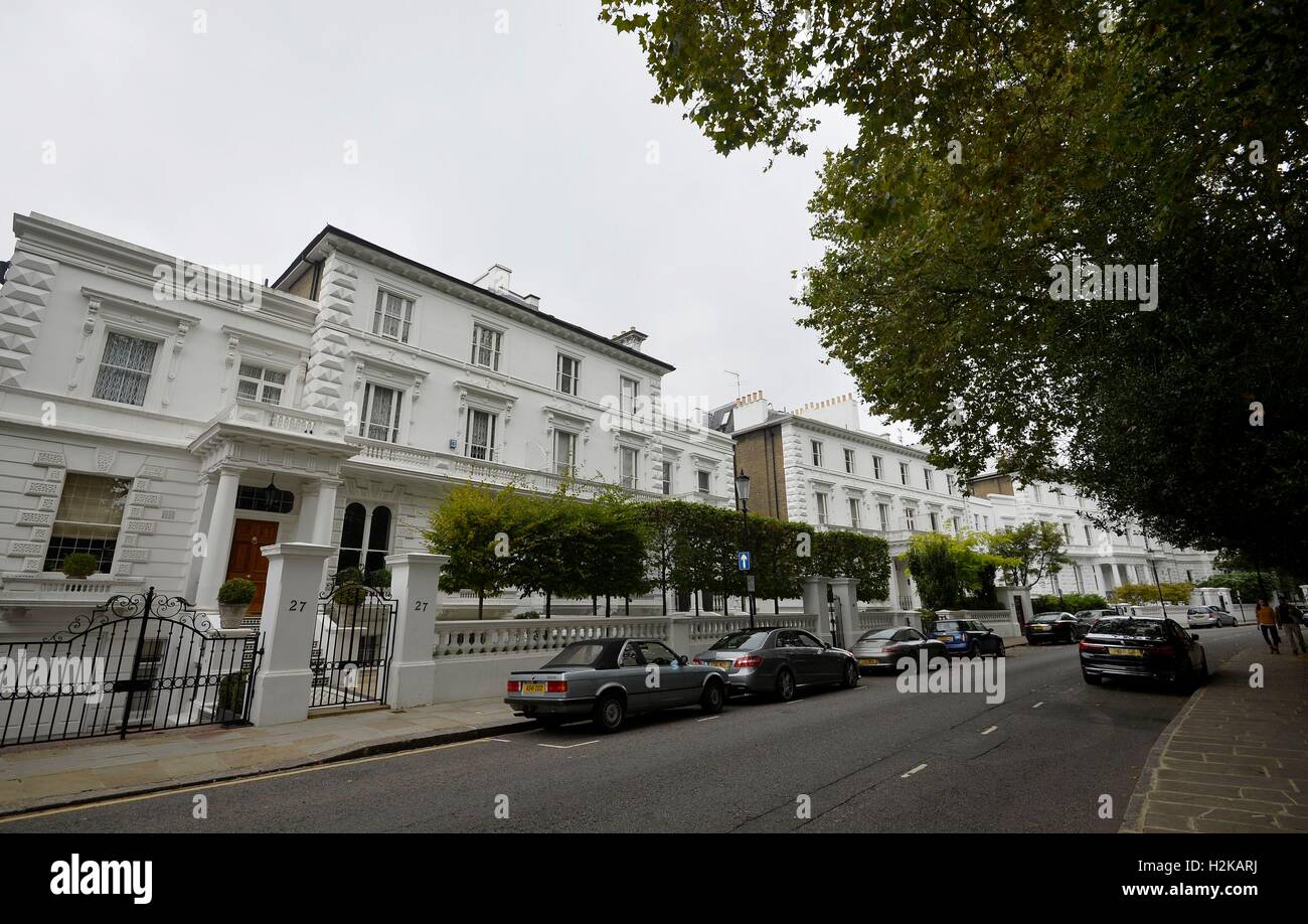 A general view of The Boltons in central London, which has been named as Britain's second most expensive street in the Zoopla 2016 Rich List. Stock Photo