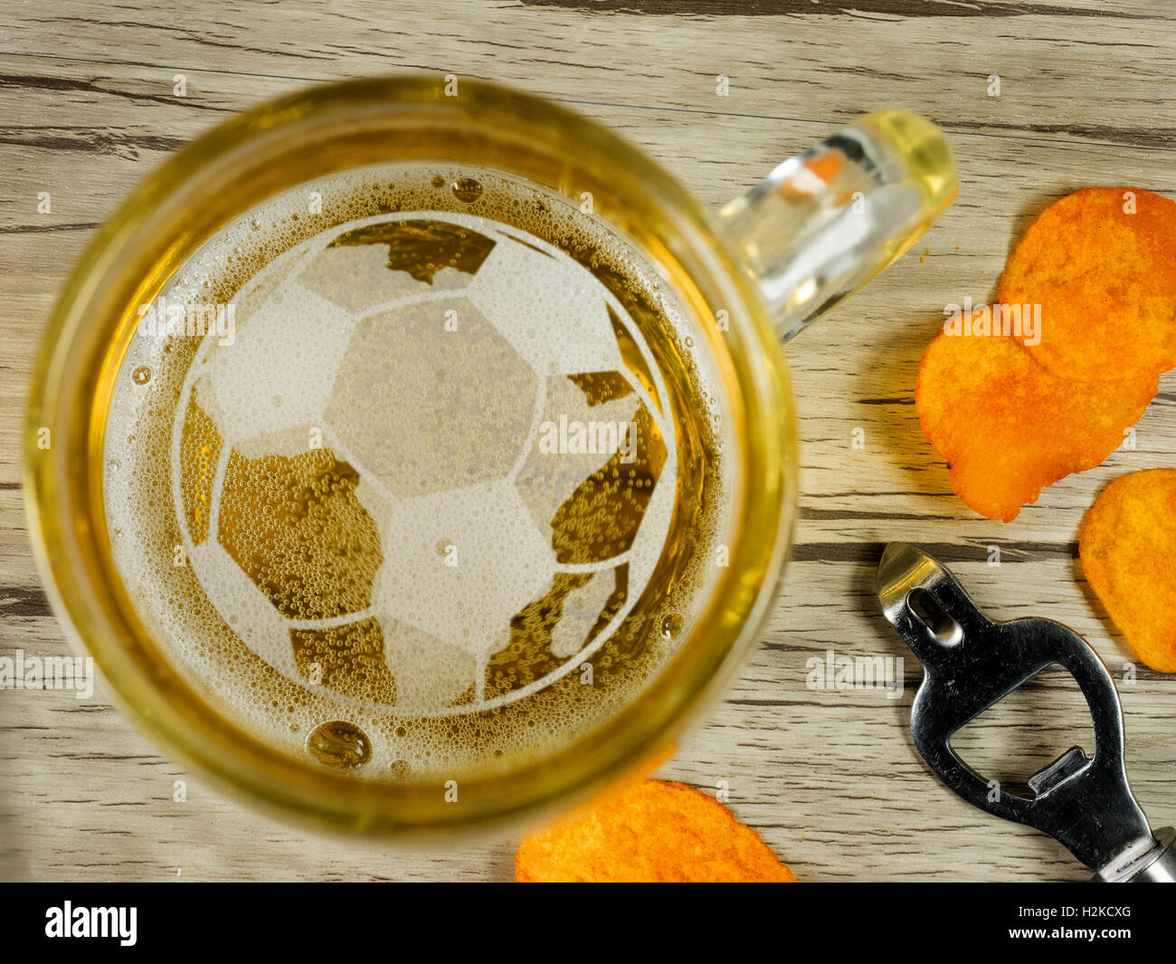 The Soccer Championship in beer foam Stock Photo
