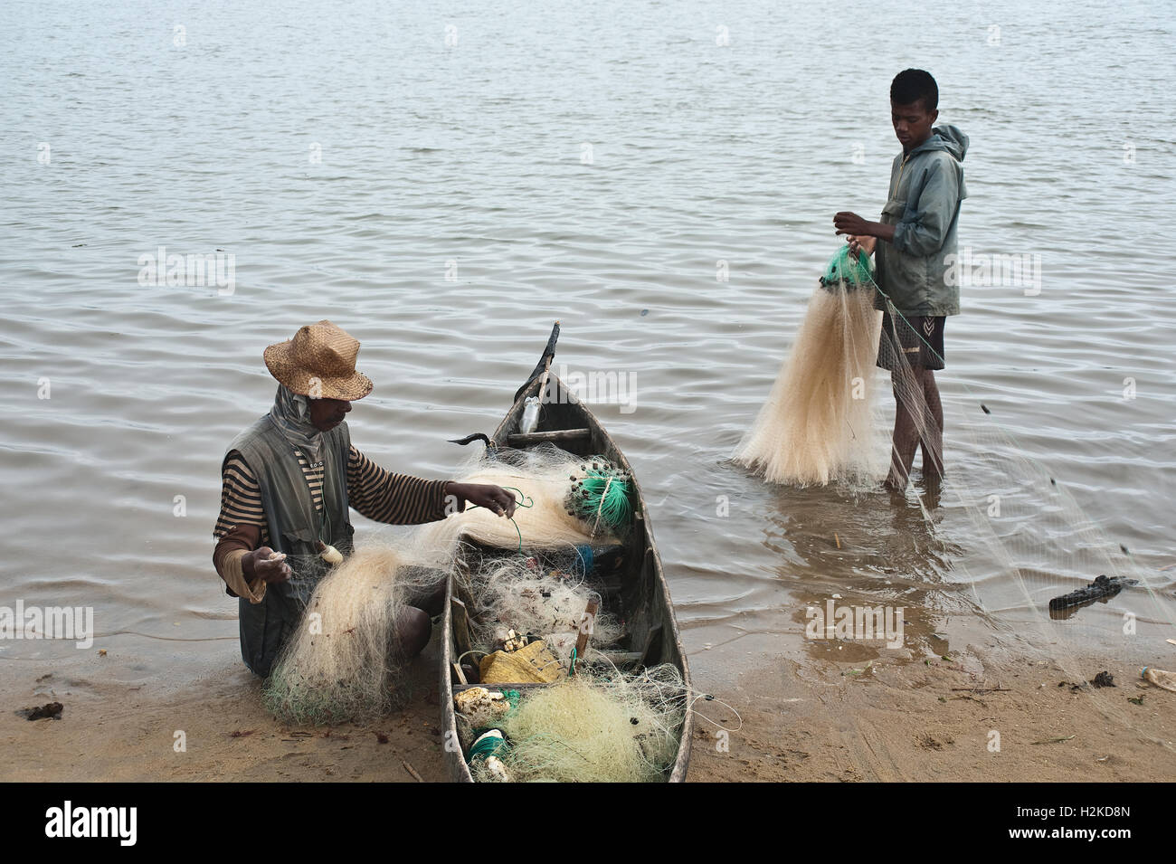 Fishermen back from fishing ( Madagascar) Stock Photo
