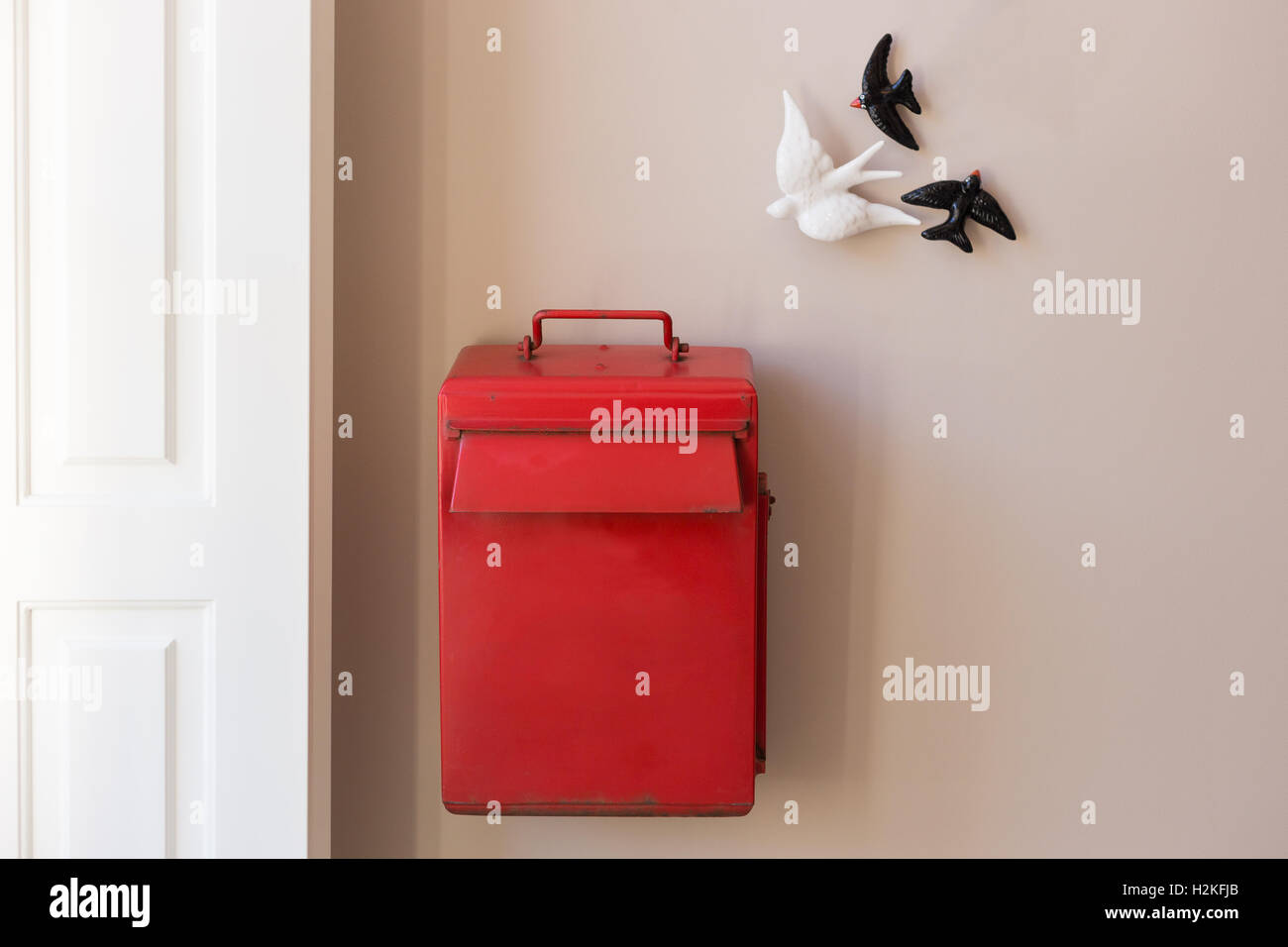 Red mailbox as home decoration Stock Photo