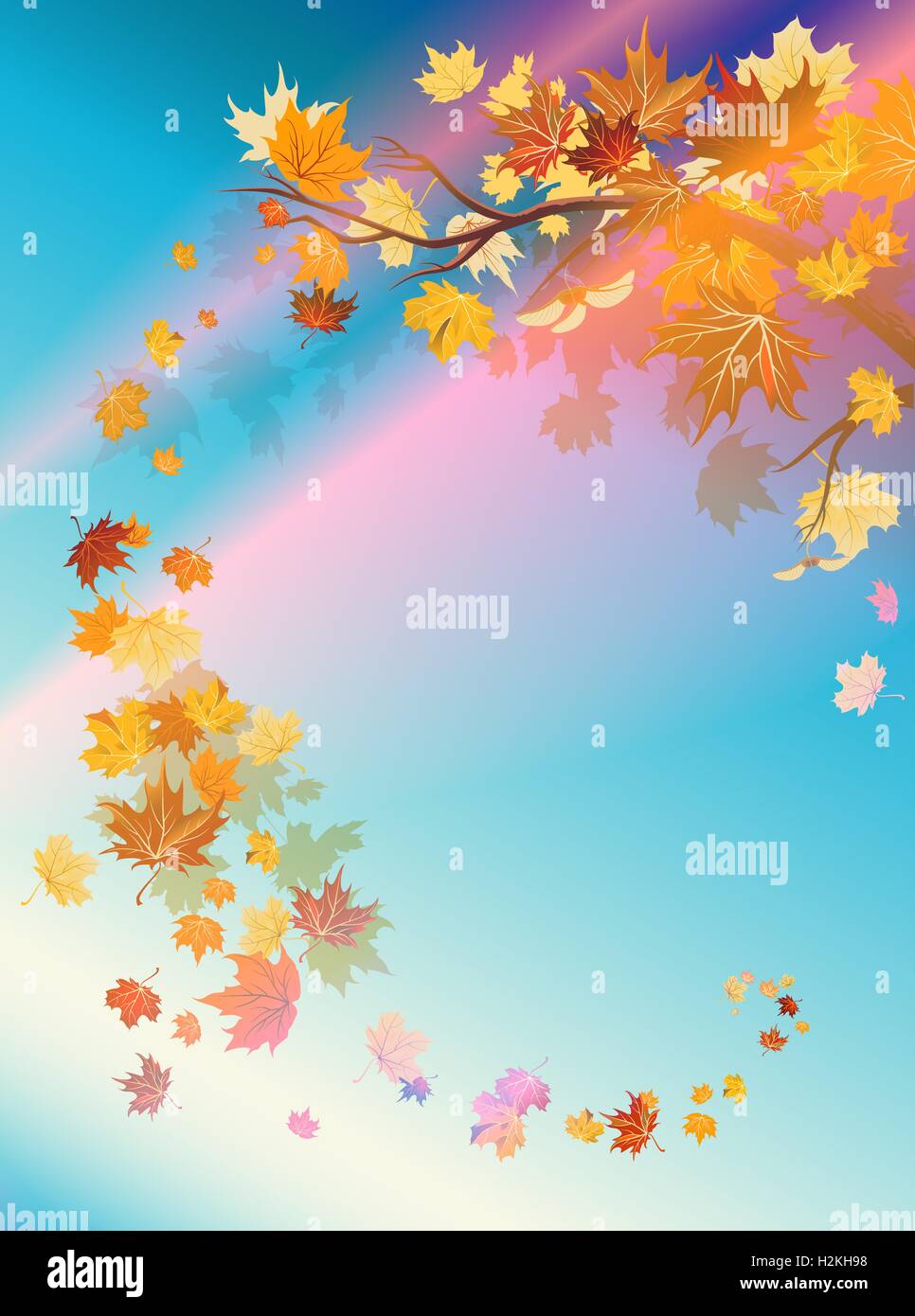 Autumn leaves and beautiful sky Stock Vector Image & Art - Alamy