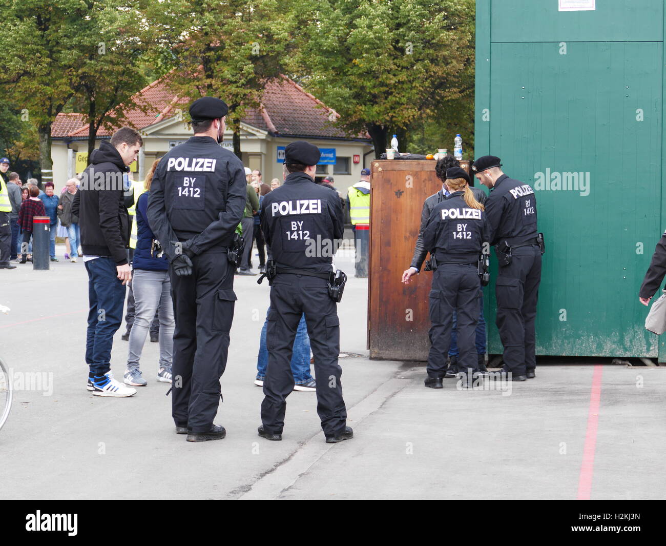Police security Oktoberfest Munich Beer Festival German Germany Europe Stock Photo