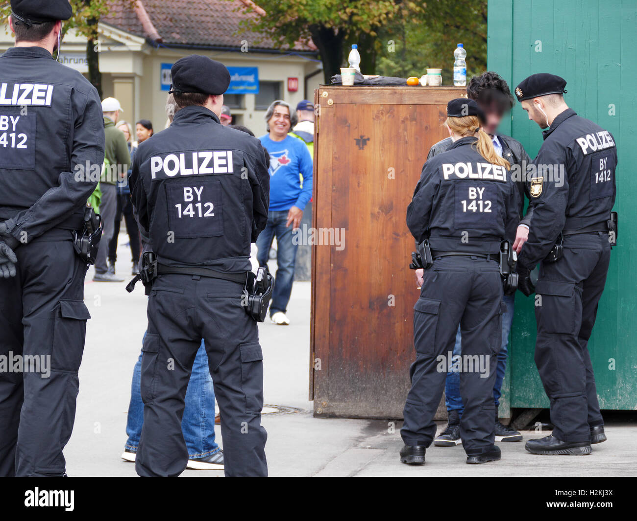 Police security Oktoberfest Munich Beer Festival German Germany Europe Stock Photo