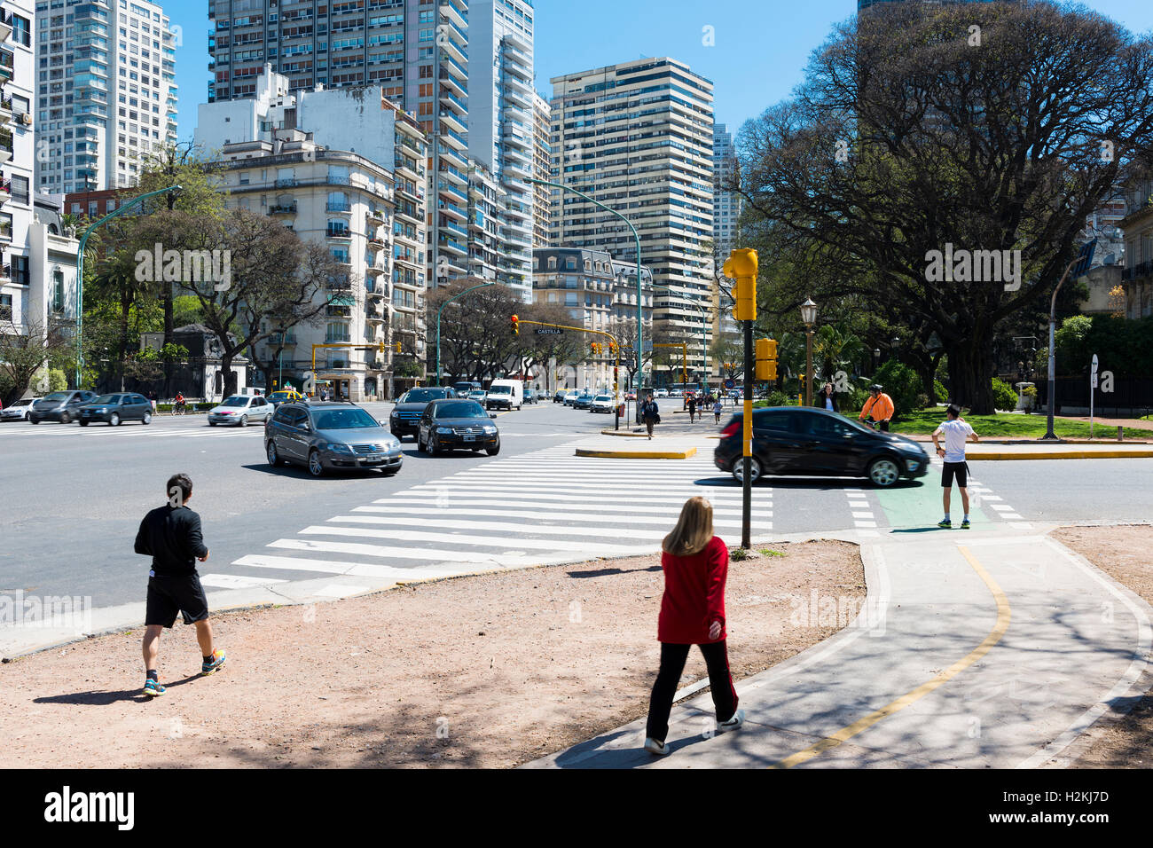 Buenos Aires, Argentina - October 5, 2013:  People in a street in the city of Buenos Aires, in Argentina Stock Photo