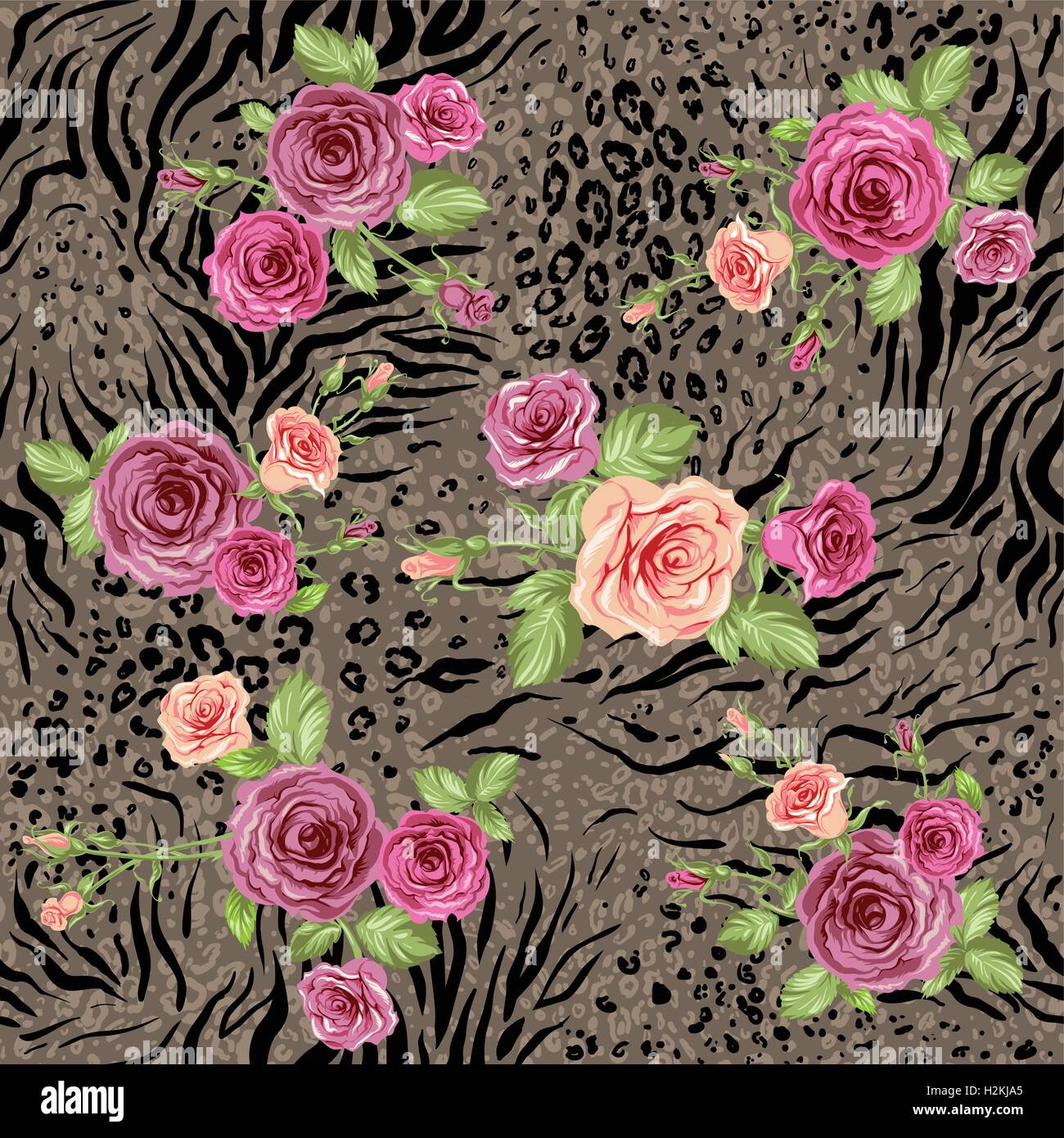 Mixed floral pattern Stock Vector