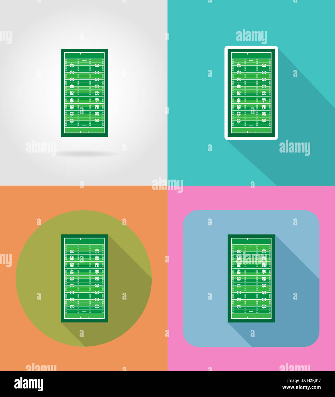 field for american football flat icons illustration isolated on ...