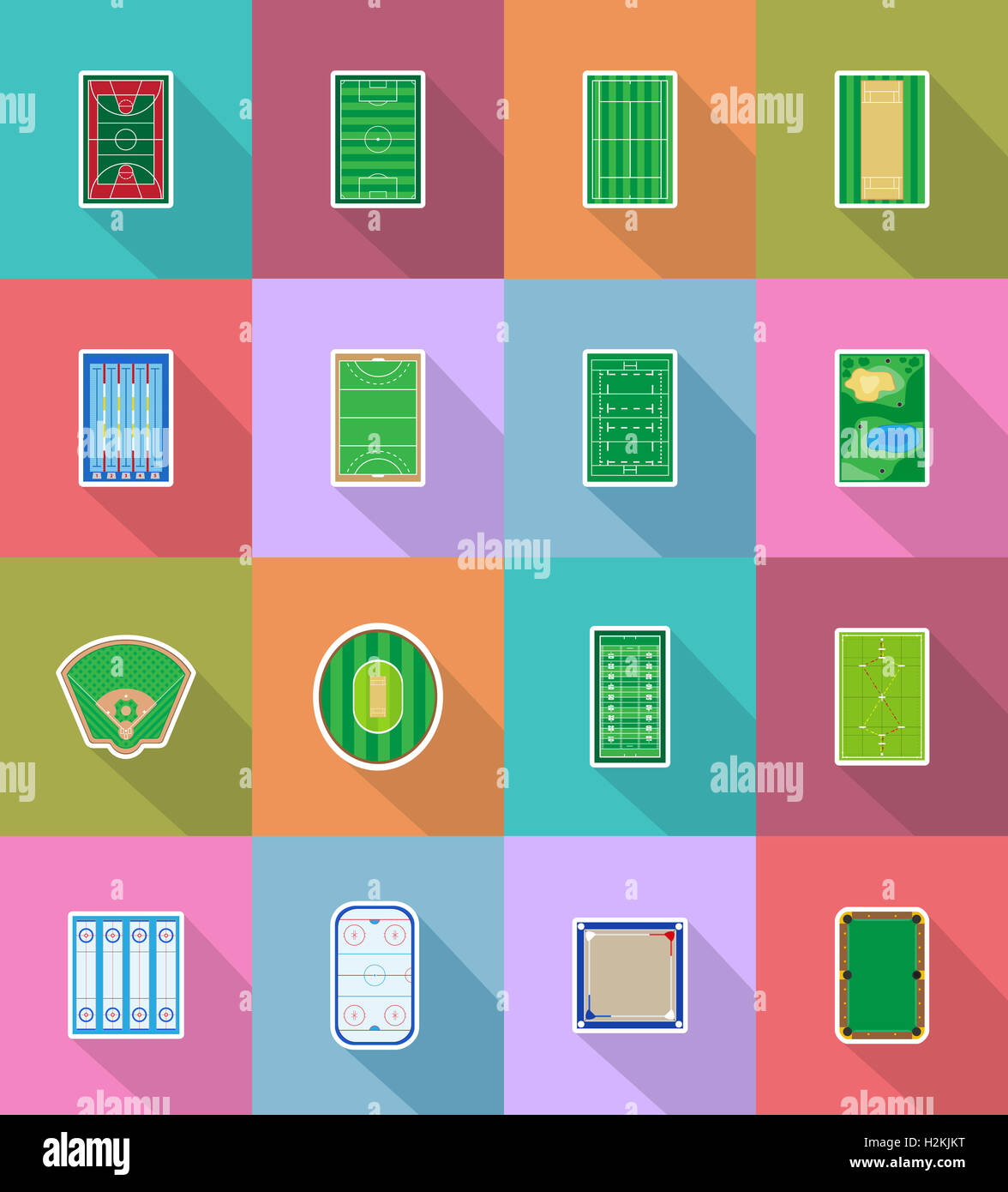 court playground stadium and field for sports games flat icons ...