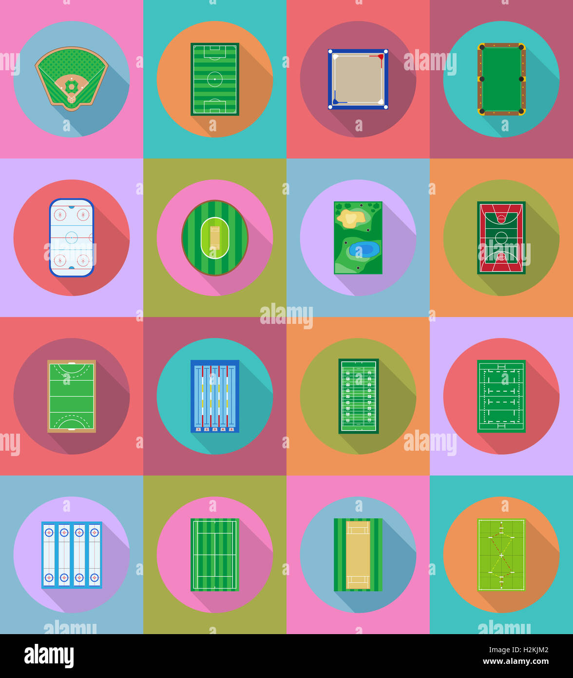 court playground stadium and field for sports games flat icons ...