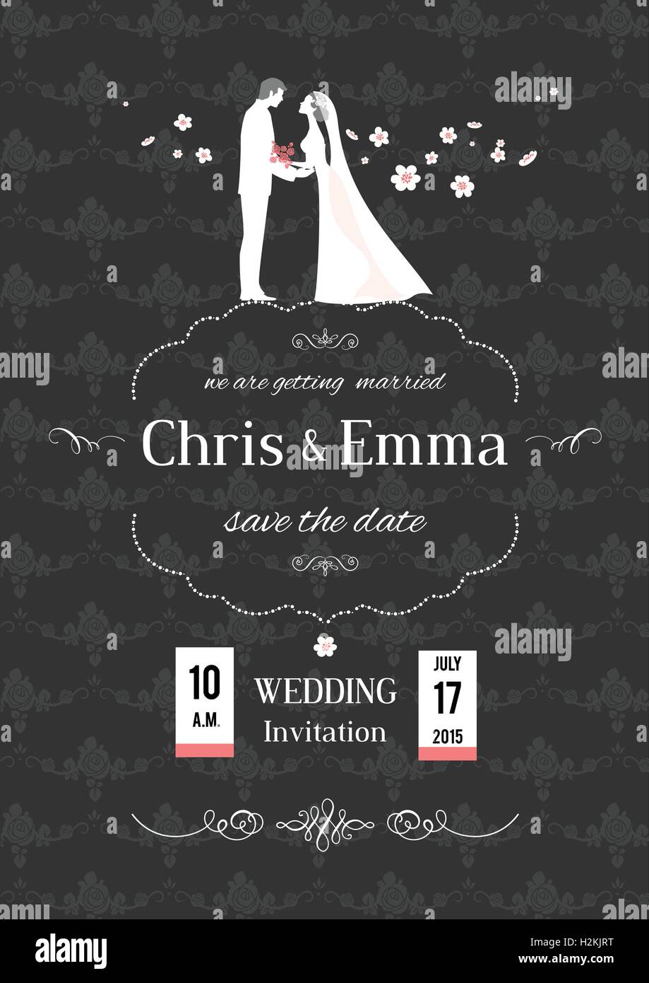 Wedding invitation with bride and groom Stock Vector Image & Art - Alamy