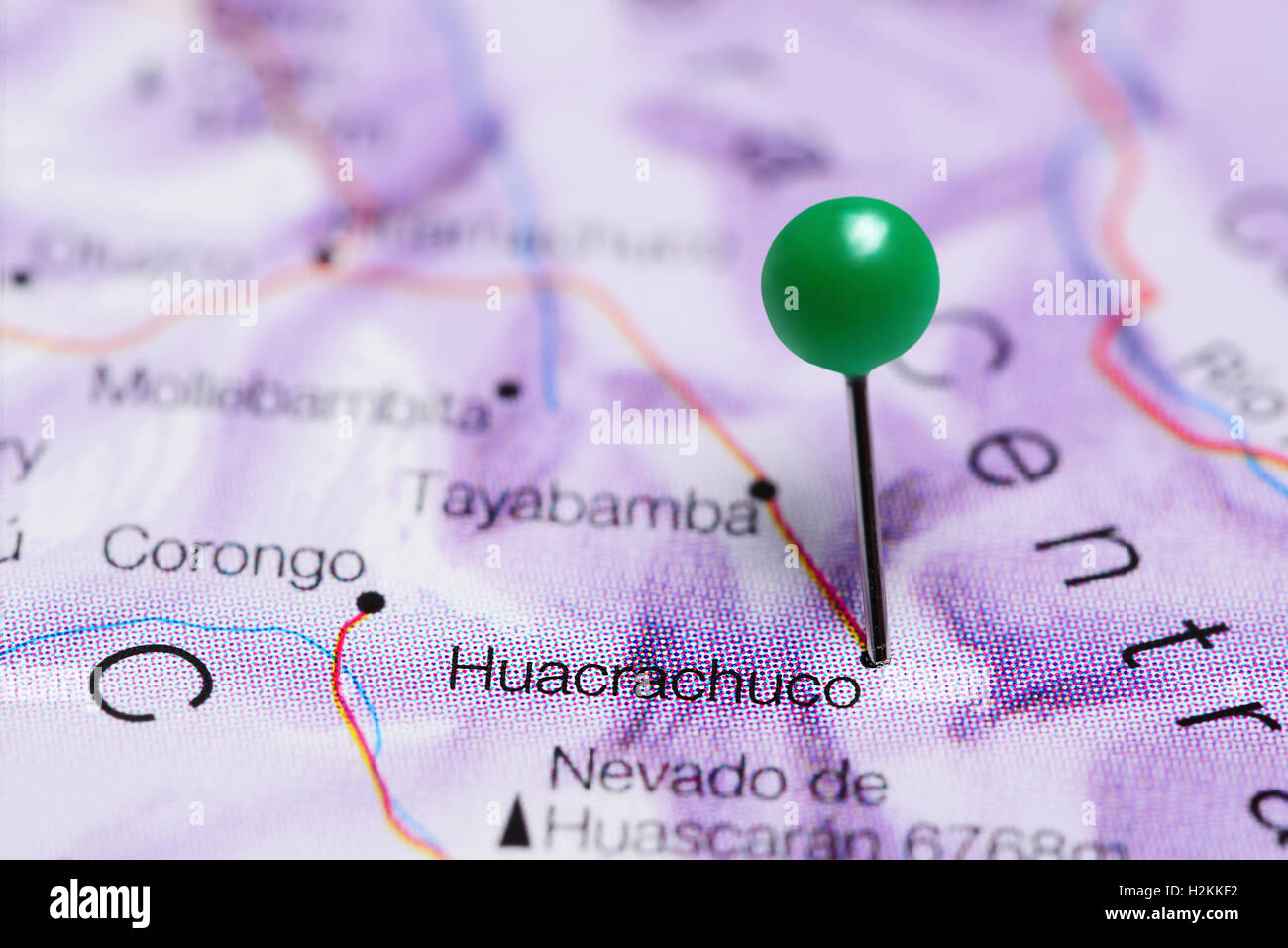 Huacrachuco pinned on a map of Peru Stock Photo Alamy