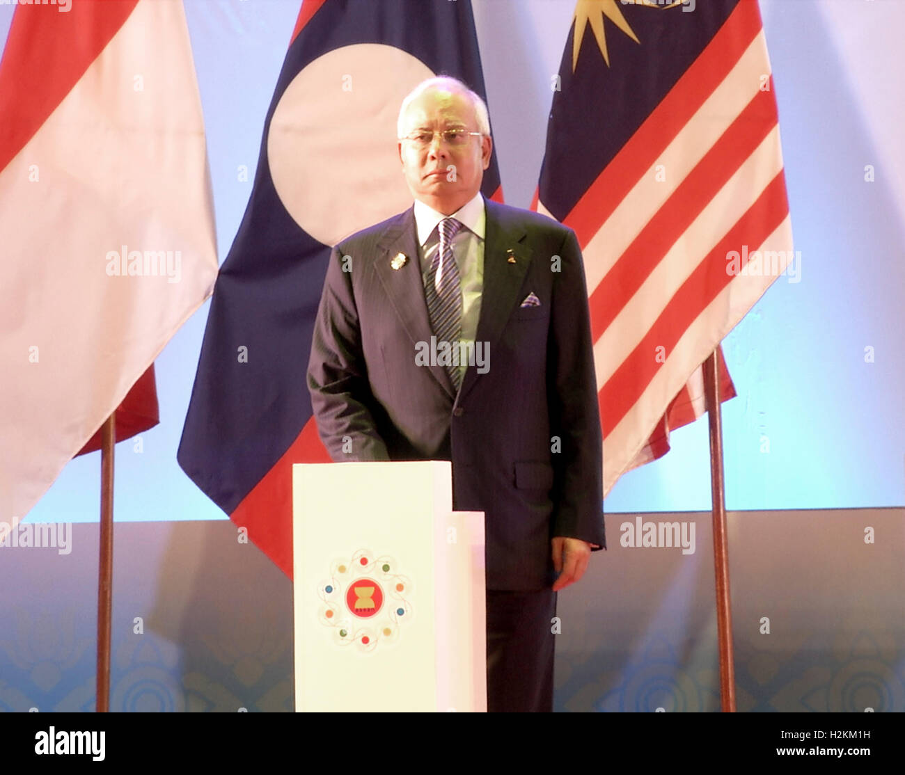 Najib Razak, Prime Minister of Malaysia attends the opening ceremonies at the Association of Southeast Asian Nations (ASEAN) summit the Laotian capital Vientiane. Stock Photo