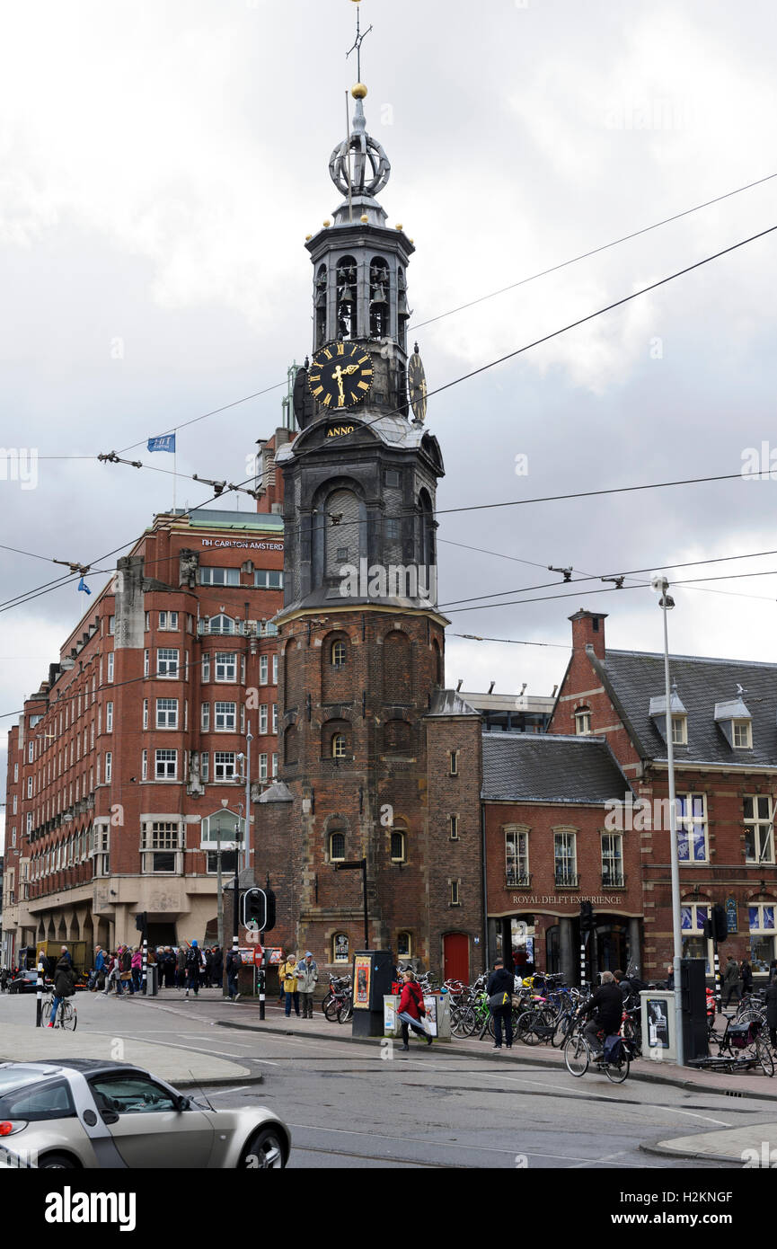 Munttoren clock tower in Amsterdam, Holland, Netherlands Stock Photo