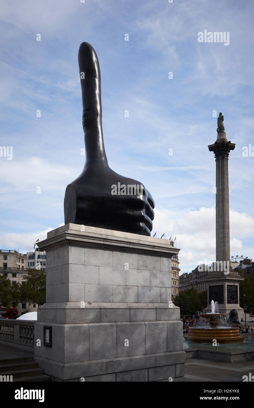 Really Good, the sculpture by David Shrigley, on the fourth plinth, Trafalgar Square, London, UK Stock Photo