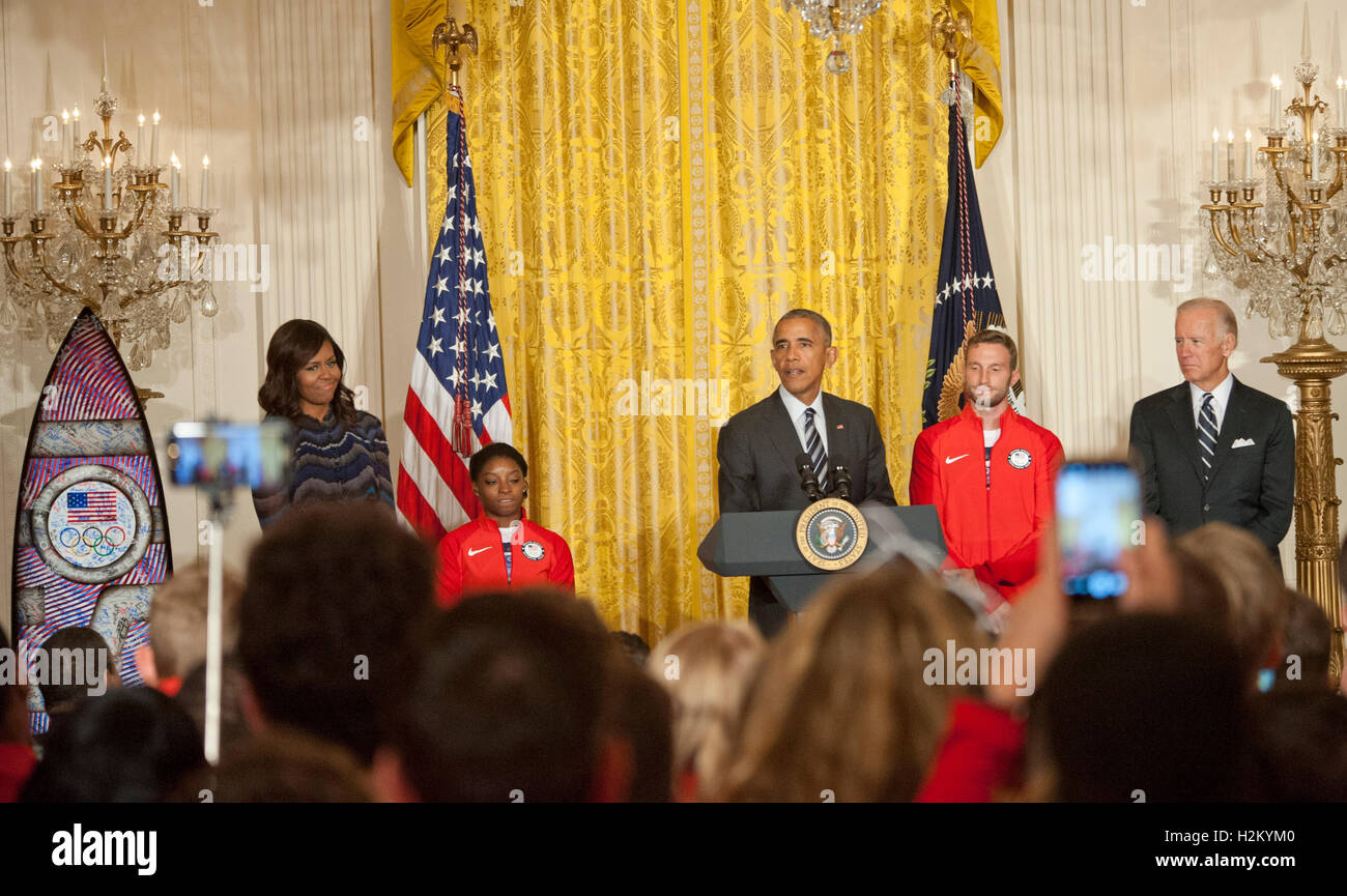 Washington DC, USA. 29th September, 2016.  President Barack Obama welcomes the 2016 Summer Olympic Team to the White House. Credit:  Patsy Lynch/Alamy Live News Stock Photo