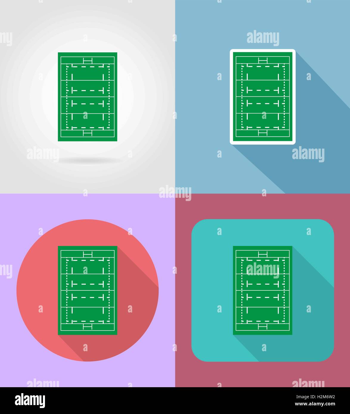 field for rugby flat icons vector illustration isolated on background ...