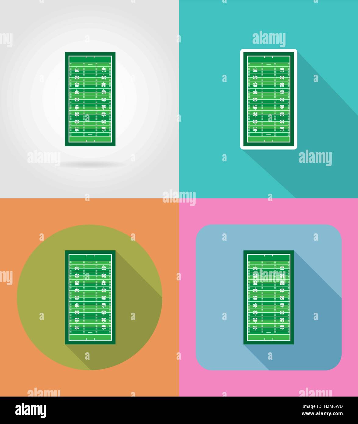 field for american football flat icons vector illustration isolated on ...