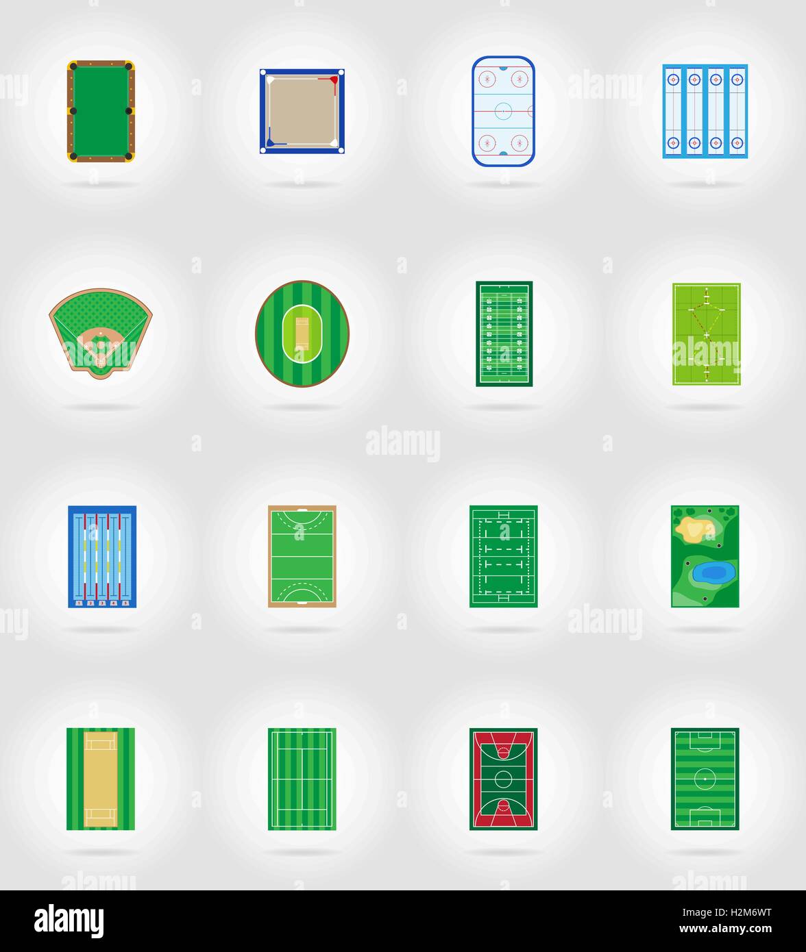 court playground stadium and field for sports games flat icons vector ...