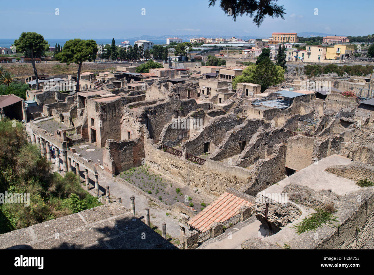 View of the ancient Roman port of Herculaneum, after destruction by the