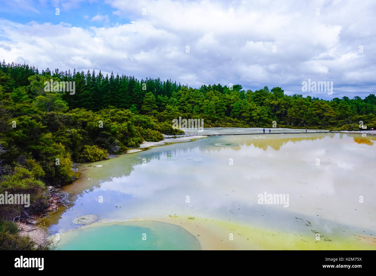 The champagne pool, famous hot spring in Waiotapu Thermal park Stock Photo