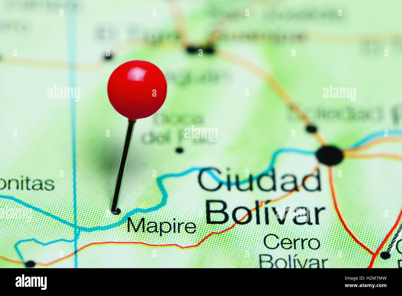 Mapire Pinned On A Map Of Venezuela Stock Photo Alamy
