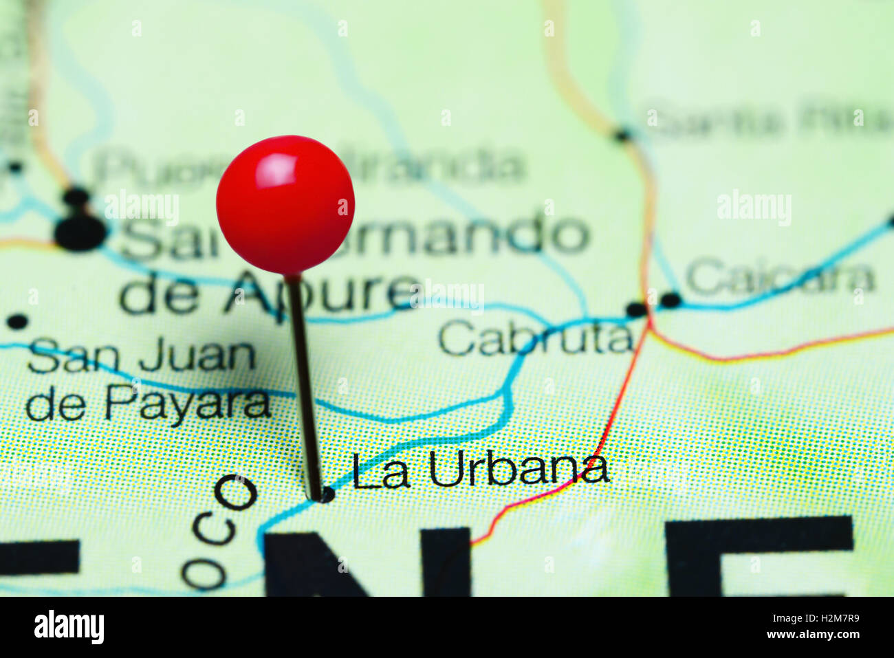 La Urbana pinned on a map of Venezuela Stock Photo