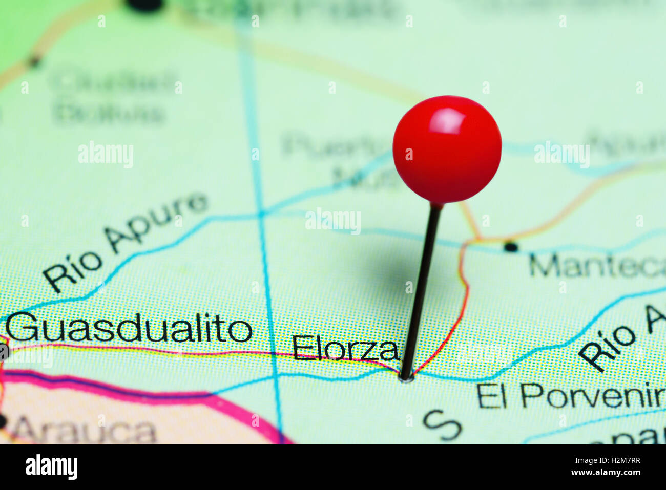 Elorza pinned on a map of Venezuela Stock Photo Alamy