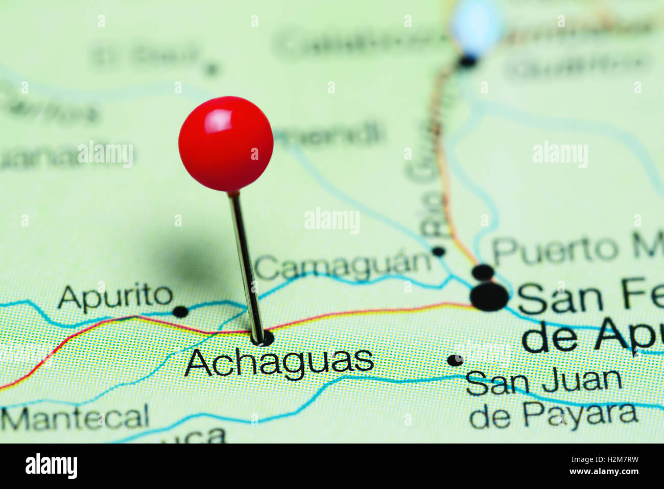 Achaguas pinned on a map of Venezuela Stock Photo Alamy