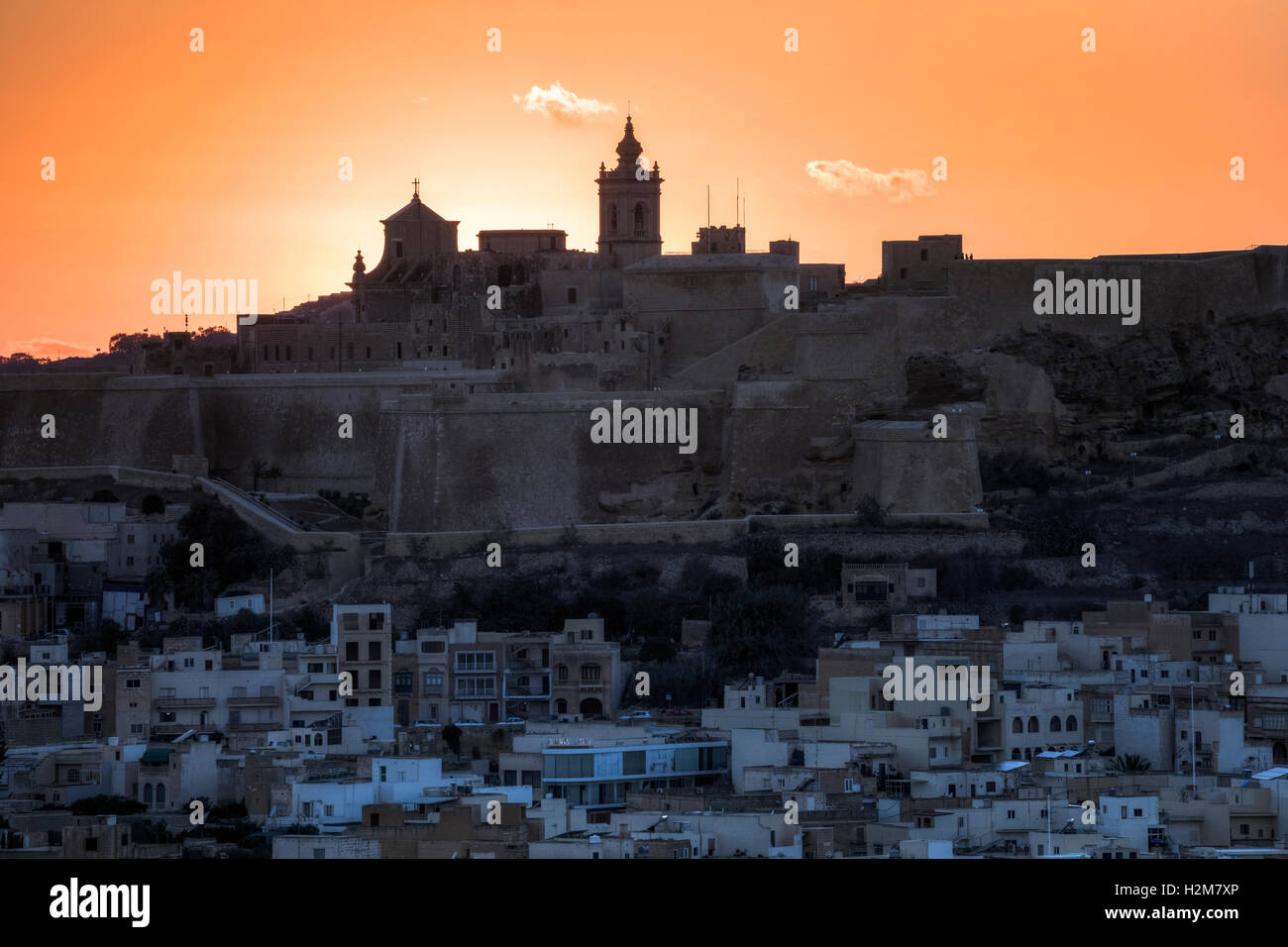 Cathedral, sunset, Cittadella, Victoria, Gozo, Malta Stock ...