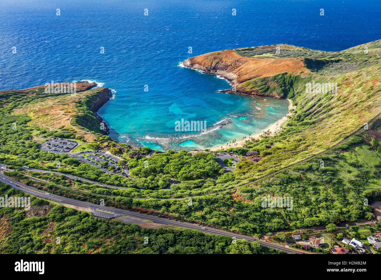 Aerial view of Hanauma Bay, Oahu, Hawaii, USA Stock Photo Alamy